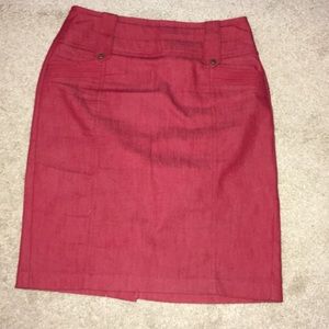 Worthington Red Denim Pencil Skirt